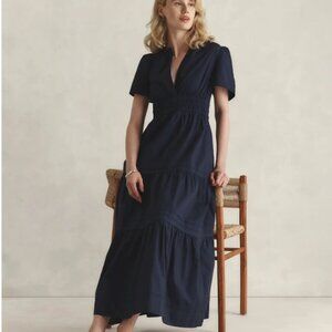 100% Organic Cotton Poplin Tiered Maxi Dress